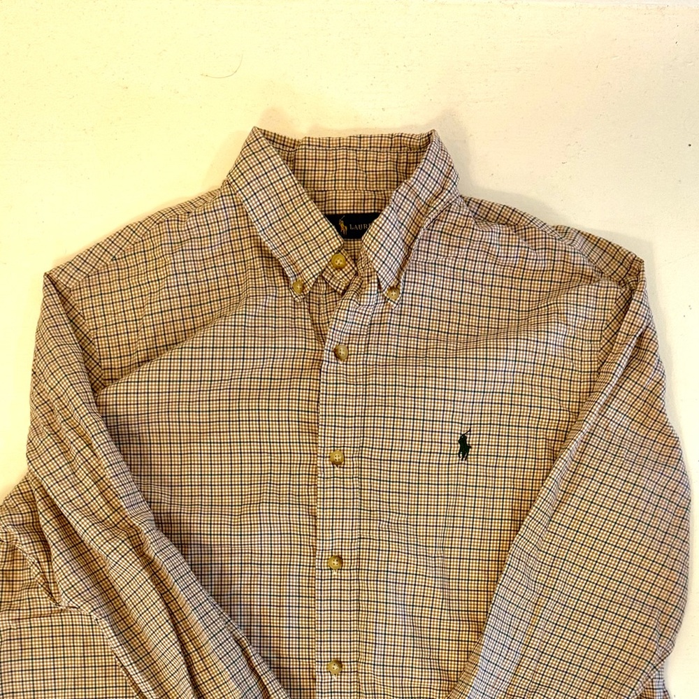 Ralph Lauren Beige Checkered Button Down Shirt